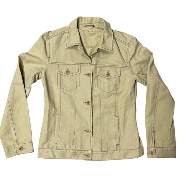 MAX MARA WEEKEND Khaki Cotton/Linen Lightweight Tailored Jacket Size 42 (US 10) - Picture 7 of 16